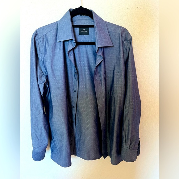 Mens steel blue Regular fit shirt- polka dots - Picture 1 of 3
